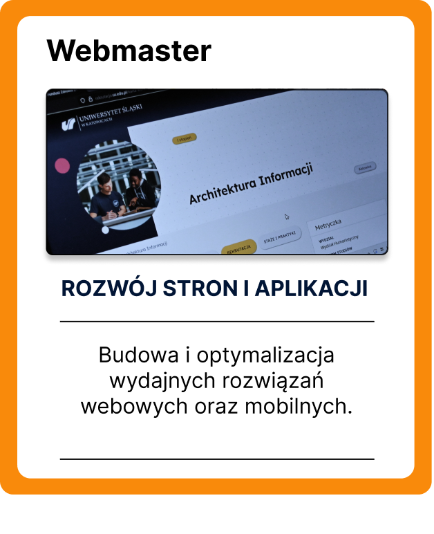 Strona internetowa Uniwersytetu Śląskiego z podstroną profilu Architektury Informacji wyświetlana na ekranie laptopa.